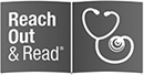 Reach Out & Read logo: Text with a stethoscope.
