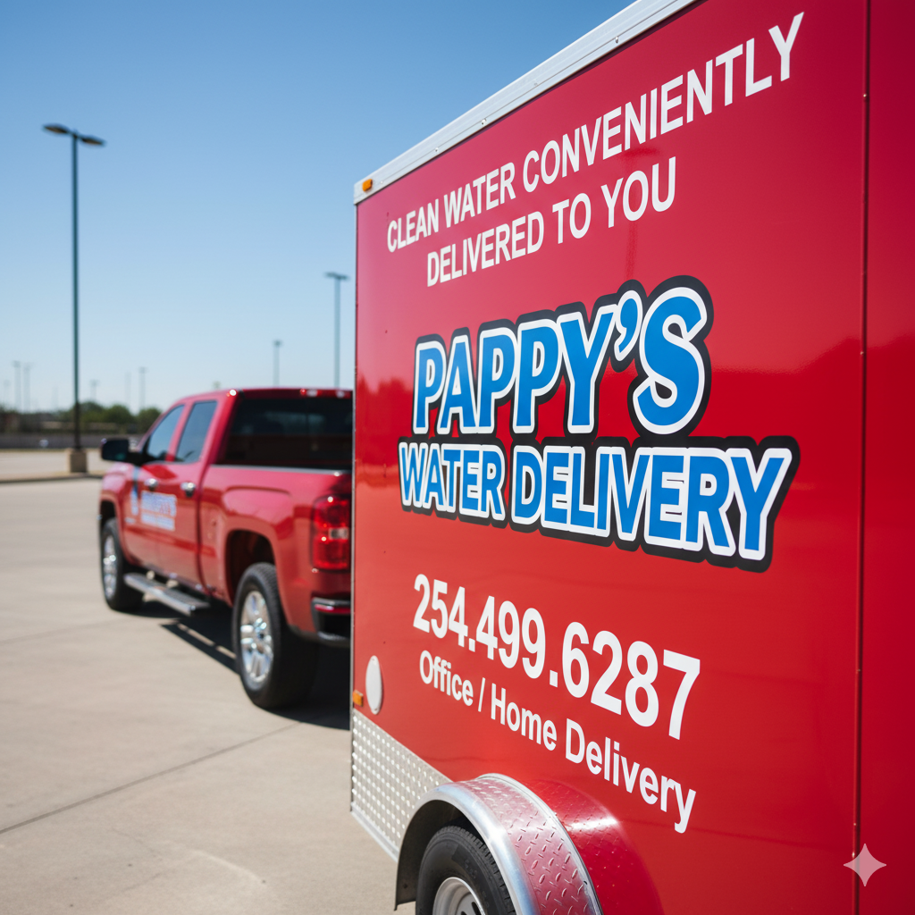 Red truck towing a red trailer with