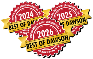 Three stacked red seals with gold banners reading 