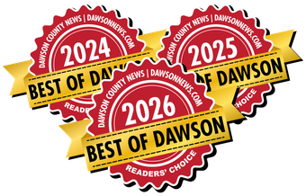 Three stacked red seals with gold banners reading 