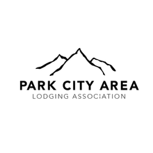 Park City Area Lodging Association logo with mountain outline in black on white background