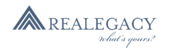 ReaLegacy logo with a stylized pyramid and text 