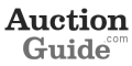 A black and white logo for auction guide.
