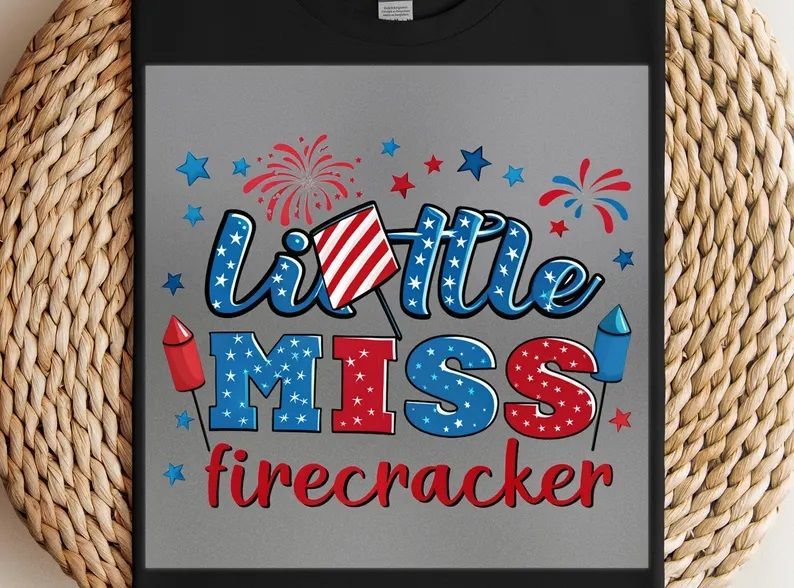 A t-shirt that says little miss firecracker on it