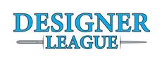 A logo for the designer league with a needle in the middle.