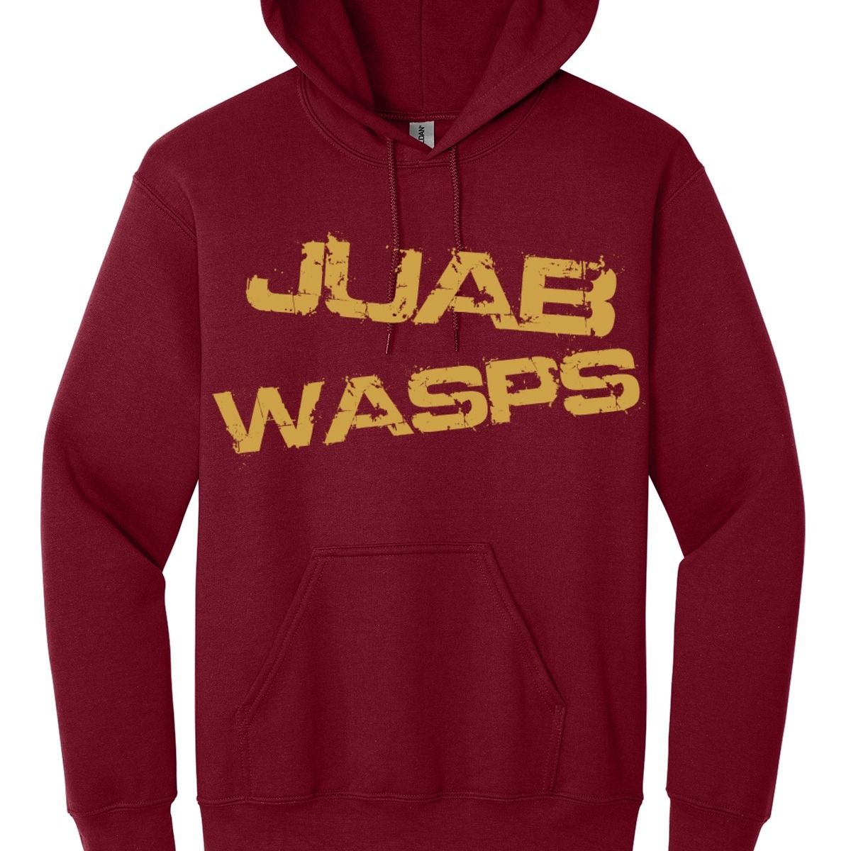 A red hoodie with the words juae wasps on it