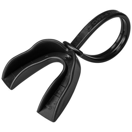 Black mouth guard with a handle.