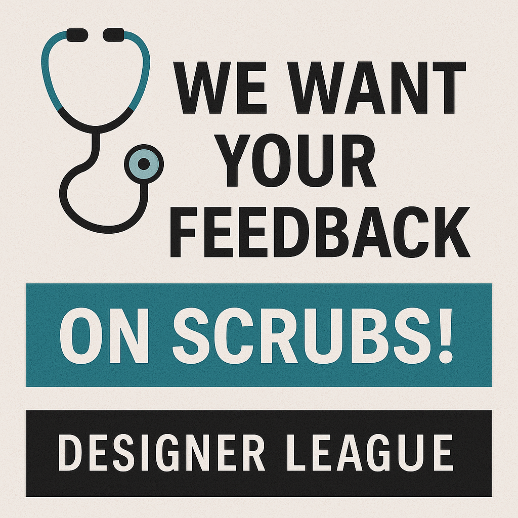 Black text on beige background with teal and black blocks, a stethoscope.