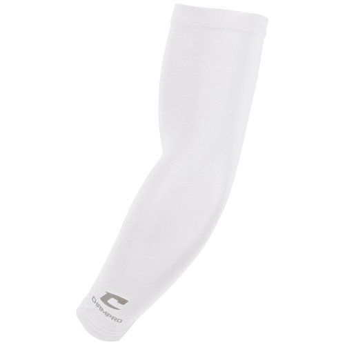 White compression sleeve for the arm, angled, with a small logo on the wrist area.