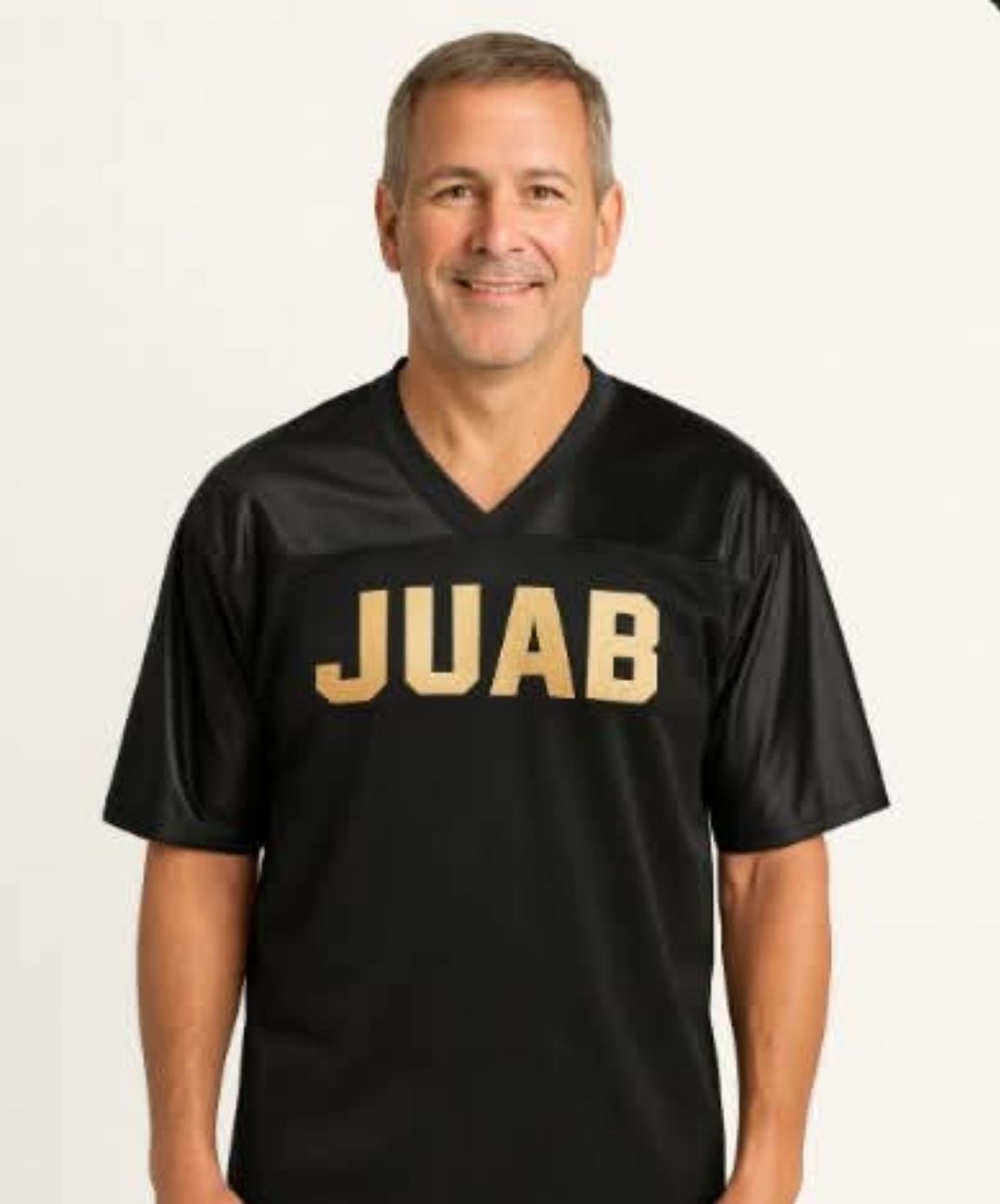 Man wearing a black jersey with 