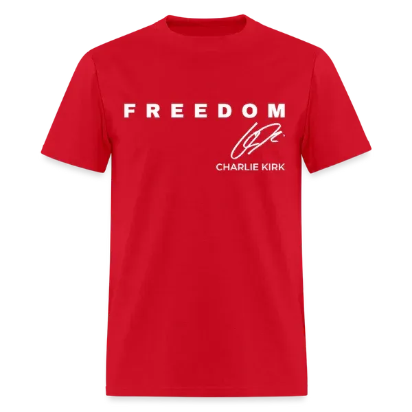 Red t-shirt with the word 