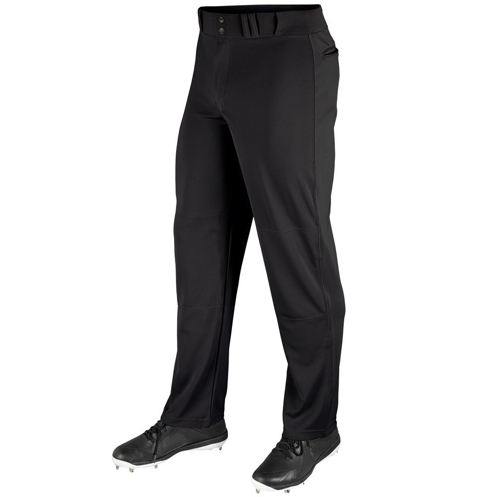 Black baseball pants with cleats.