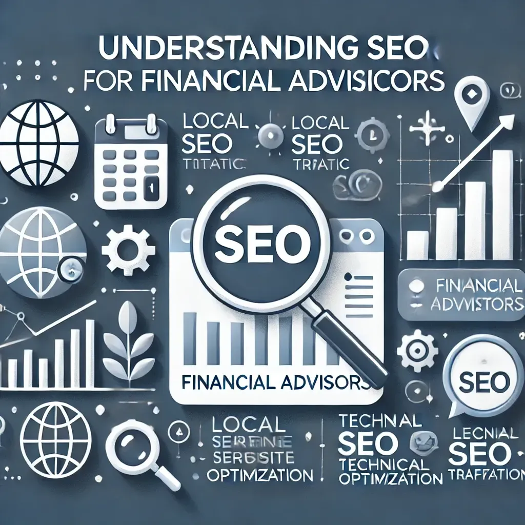 A poster about understanding seo for financial advisors