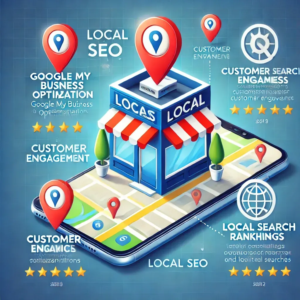 An isometric illustration of a store on a cell phone.
