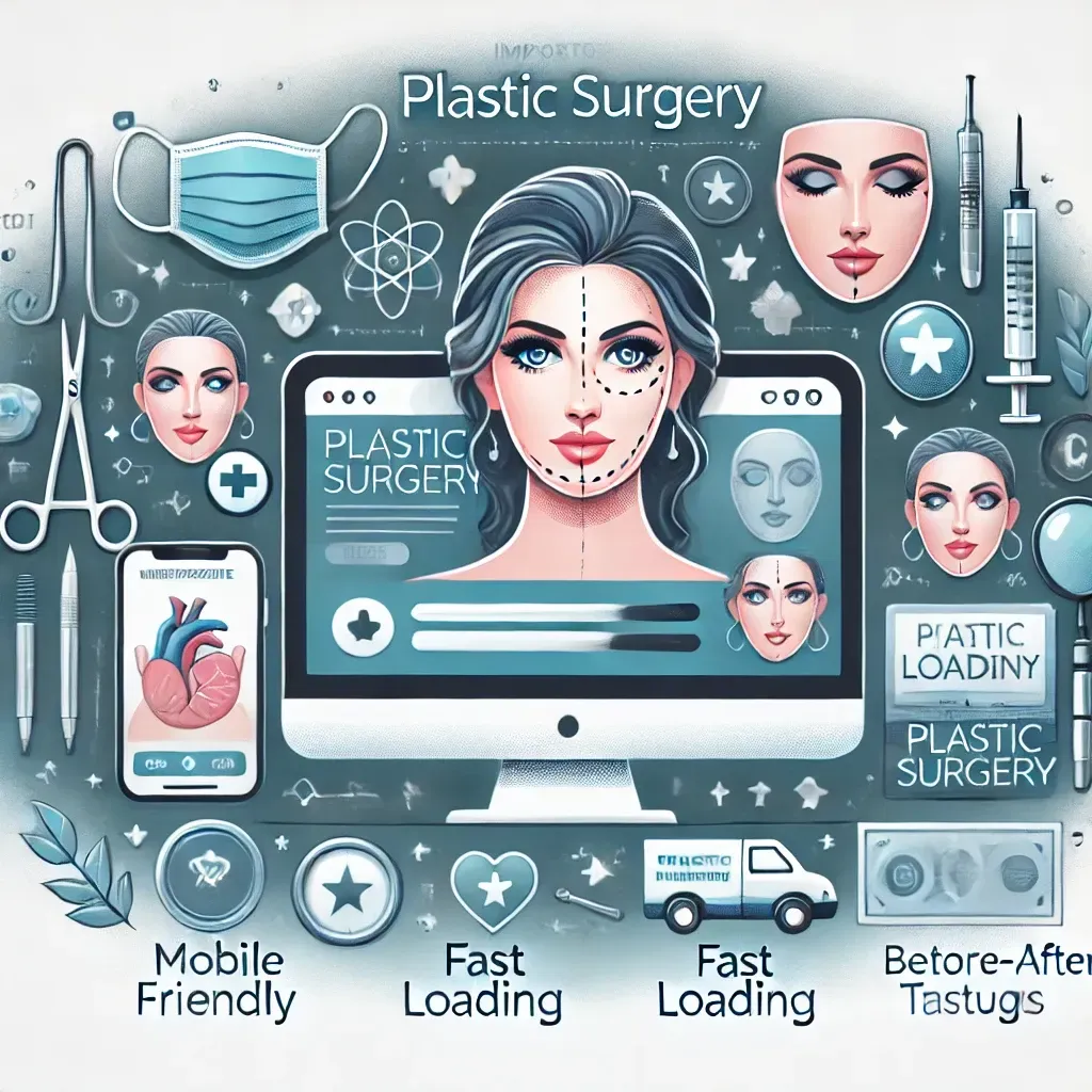 A computer screen with a woman 's face on it surrounded by plastic surgery icons.