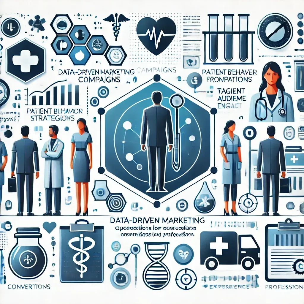A group of people standing next to each other in a circle surrounded by medical icons.
