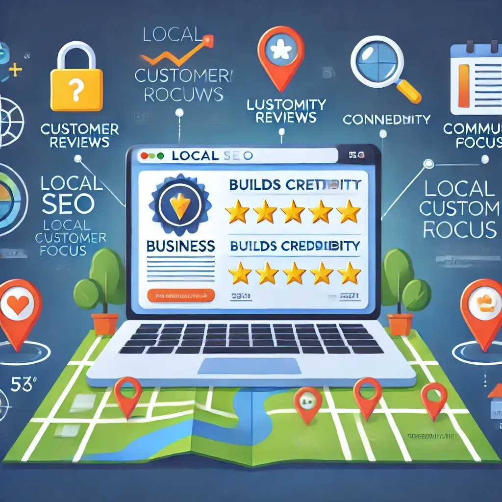 A laptop computer is sitting on top of a map surrounded by icons.