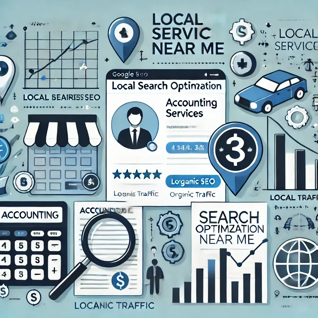 A collage of icons related to local service near me