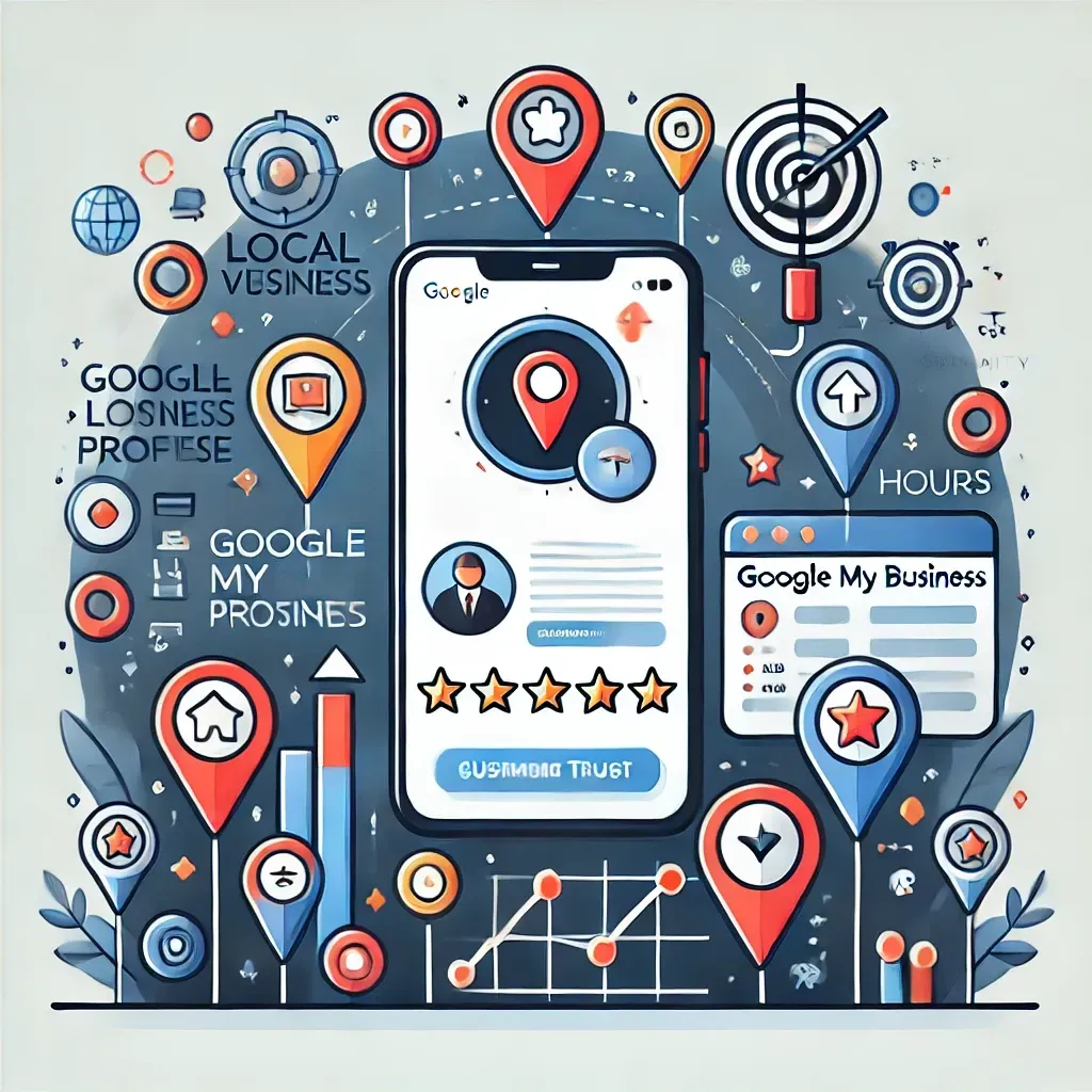 A pixel art illustration of a google my business app.