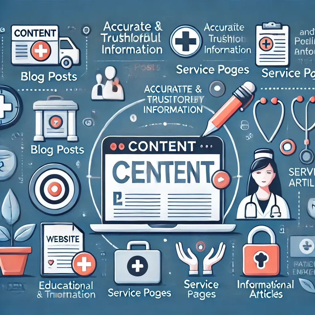 A graphic showing various types of content on a laptop.