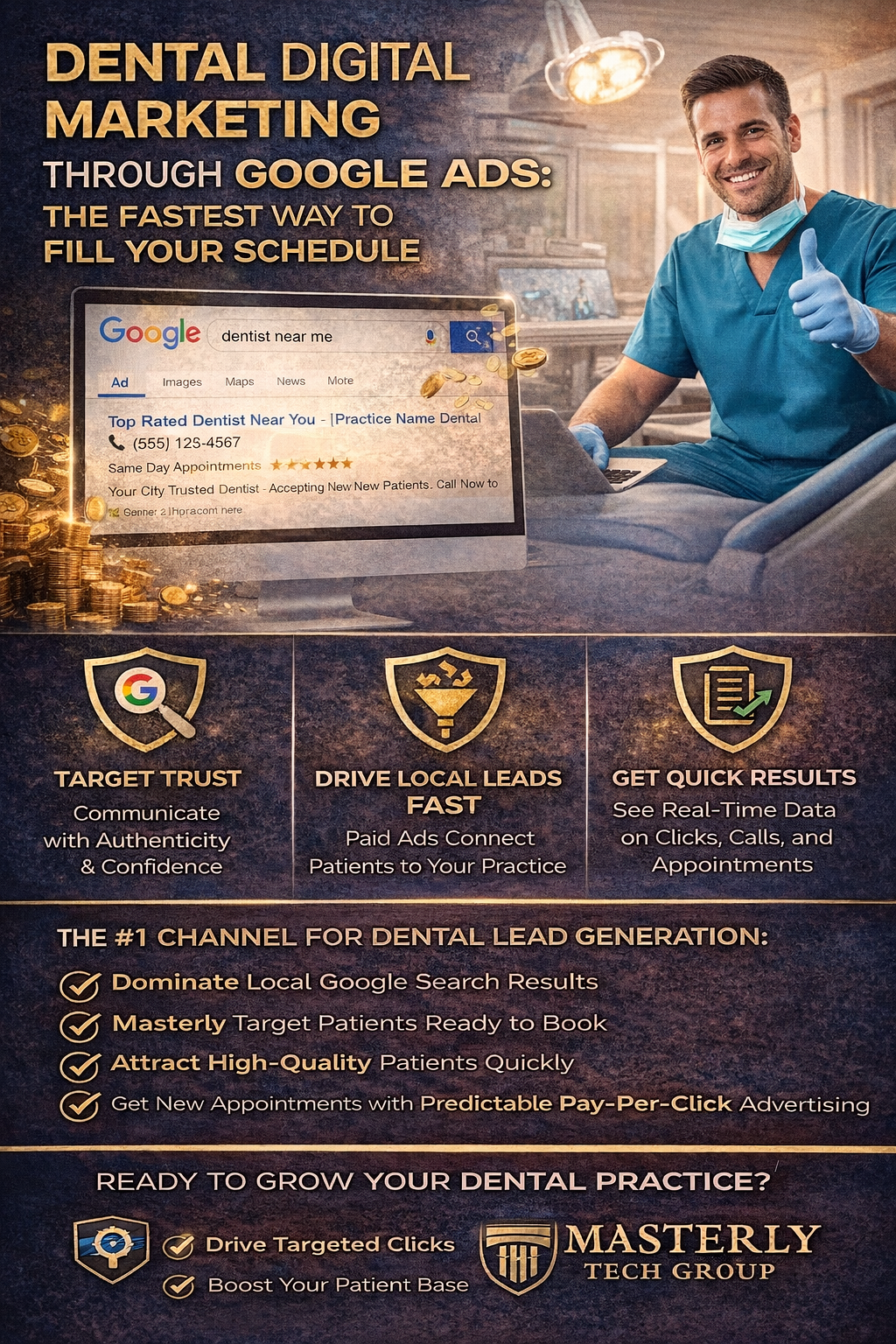 Understanding the Urgency in Modern Dentistry
In today’s competitive dental field, every dental practice faces the same challenge—keeping schedules full while maintaining high-quality dental care. Patients are no longer relying solely on referrals; they are actively searching online for a trusted dentist. This shift means your marketing strategy must evolve to meet modern expectations. Dental digital marketing has become essential for practices that want consistent growth and long-term success.
A dental marketing company that understands both the business and clinical side of dentistry can bridge this gap. With the right combination of google ads, dental seo, and targeted marketing services, practices can generate qualified leads quickly. The goal is not just visibility but attracting patients who are ready to book. This is where Masterly Tech Group steps in with proven systems that deliver real results.
Why Google Ads Is the Fastest Growth Channel
Google ads remains one of the most powerful tools for immediate lead generation. Unlike organic search strategies that take time, paid campaigns place your dental office directly in front of potential patients. When someone searches for a dentist, your practice can appear at the top of search engine results instantly. This visibility leads to faster conversions and more patients.
A dental marketing agency uses data-driven insights to ensure every dollar spent produces measurable results. By targeting specific keyword searches, your campaigns focus on high-intent users. This ensures your marketing efforts attract patients who are actively seeking dental services. The result is a steady stream of new leads and increased appointments.
How Dental Marketing Drives Patient Acquisition
Dental marketing is not just about running ads—it’s about creating a complete digital strategy. Every element, from your website to your branding, plays a role in converting visitors into patients. A well-optimized funnel ensures that once someone clicks your ad, they are guided toward booking an appointment.
Effective dental marketing services include:
Strategic google ads campaigns
Conversion-focused web design
Lead generation systems
Content marketing for authority
These combined efforts allow your practice to attract more patients consistently. With the right team, your dental office can scale without guesswork.
The Role of a Dental Marketing Company
A professional dental marketing company understands the unique challenges of the dentistry industry. Unlike generic agencies, they specialize in working with general dentists, specialists, and practices with multiple locations. This expertise ensures campaigns are tailored to your specific goals.
The right dental marketing company will:
Analyze competitors in your area
Optimize campaigns for local search
Improve search visibility
Deliver real results through data tracking
By partnering with a dental marketing agency like Masterly Tech Group, your business gains access to a great team focused on success.
Combining Google Ads With Dental SEO
While google ads delivers immediate leads, dental seo builds long-term authority. A balanced digital marketing approach ensures both short-term and sustainable growth. Dental seo services focus on improving organic traffic and ranking in local search results.
Search engines reward websites that provide value and strong technical optimization. This means your seo efforts must include:
On-page optimization
Content marketing
Local seo strategies
Regular seo audit updates
By combining seo services with paid campaigns, your practice benefits from both instant and ongoing visibility.
Building High-Converting Dental Websites
Your website is the foundation of your marketing strategy. Even the best google ads campaigns will fail without a strong landing page. Dental websites must be designed to convert visitors into patients.
A high-performing website should include:
Clear calls-to-action
Fast loading speed
Mobile-friendly web design
Trust signals like google reviews
A dental marketing agency ensures your website supports your lead generation goals. This creates a seamless experience for prospective patients.
Targeting the Right Patients With Precision
Not all leads are equal. A successful dental marketing strategy focuses on attracting high-quality patients who are ready to commit. Google ads allows precise targeting based on location, demographics, and intent.
For example, a dentist west palm beach can target users searching for dental implants or emergency care. This ensures your ads appear only to relevant audiences. The result is more patients and higher return on investment.
The Power of Local SEO in Dental Marketing
Local seo plays a critical role in helping your practice dominate local search results. Patients often search for nearby providers, making local search optimization essential. A dental marketing company ensures your business appears in map listings and local search queries.
Key elements of local seo include:
Optimizing your google profile
Encouraging google reviews
Using location-based keywords
Maintaining consistent listings
These efforts increase your visibility among potential patients in your area.
Understanding Search Engine Algorithms
Search engine algorithms constantly evolve, making it important to stay updated. A dental marketing agency monitors these changes to keep your seo results strong. Without proper optimization, your website may lose ranking and visibility.
Technical optimization ensures your site meets current standards. This includes improving site structure, page speed, and indexing. These adjustments help your practice maintain strong search engine results.
Creating a Strong Digital Strategy
A successful digital strategy combines multiple channels into one cohesive system. Dental digital marketing is not just about traffic—it’s about conversions and growth. Your strategy should align with your business goals and patient acquisition targets.
A comprehensive digital strategy includes:
Google ads campaigns
Dental seo services
Content marketing
Branding development
This approach ensures your practice achieves long-term success.
Lead Generation That Fills Your Schedule
Lead generation is the backbone of any dental marketing campaign. Without consistent leads, your practice cannot grow. A dental marketing company focuses on creating systems that generate new leads daily.
These systems include:
Targeted ad campaigns
Optimized landing pages
Follow-up automation
Conversion tracking
This ensures every lead is nurtured and converted into a patient.
Why Branding Matters in Dentistry
Branding is more than a logo—it’s how patients perceive your practice. Strong branding builds trust and credibility. Patients are more likely to choose a dentist with a professional and consistent image.
A dental marketing agency helps create a brand that reflects your expertise. This includes:
Visual identity
Messaging
Online presence
This creates a lasting impression that attracts more patients.
Enhancing Patient Experience Through Marketing
Your marketing strategy should reflect the quality of your dental experience. Patients want to feel confident in their choice of provider. This means your messaging must highlight your expertise and patient care.
By focusing on personal attention and clear communication, your practice builds trust. This leads to higher retention and more referrals.
Content Marketing for Authority and Trust
Content marketing plays a key role in establishing authority in the dental field. Educational content helps patients understand procedures like dental implants and preventive care.
This builds trust and positions your practice as an expert. Over time, this increases organic traffic and strengthens your seo results.
Tracking Performance and Measurable Results
Every marketing campaign should be tracked and analyzed. A dental marketing company uses data to refine strategies and improve performance. This ensures your investment delivers measurable results.
Metrics to monitor include:
Click-through rates
Conversion rates
Cost per lead
Patient acquisition cost
These insights help optimize your campaigns for success.
Scaling Your Dental Practice
With the right marketing systems, scaling your practice becomes predictable. Whether you have one location or multiple locations, a dental marketing agency can support your growth.
By focusing on lead generation and patient acquisition, your practice can expand without compromising quality.
Leveraging Social Media Platforms
While google ads drives immediate leads, platforms like facebook can support your branding efforts. Social media helps engage with patients and showcase your dental services.
This adds another layer to your digital marketing strategy.