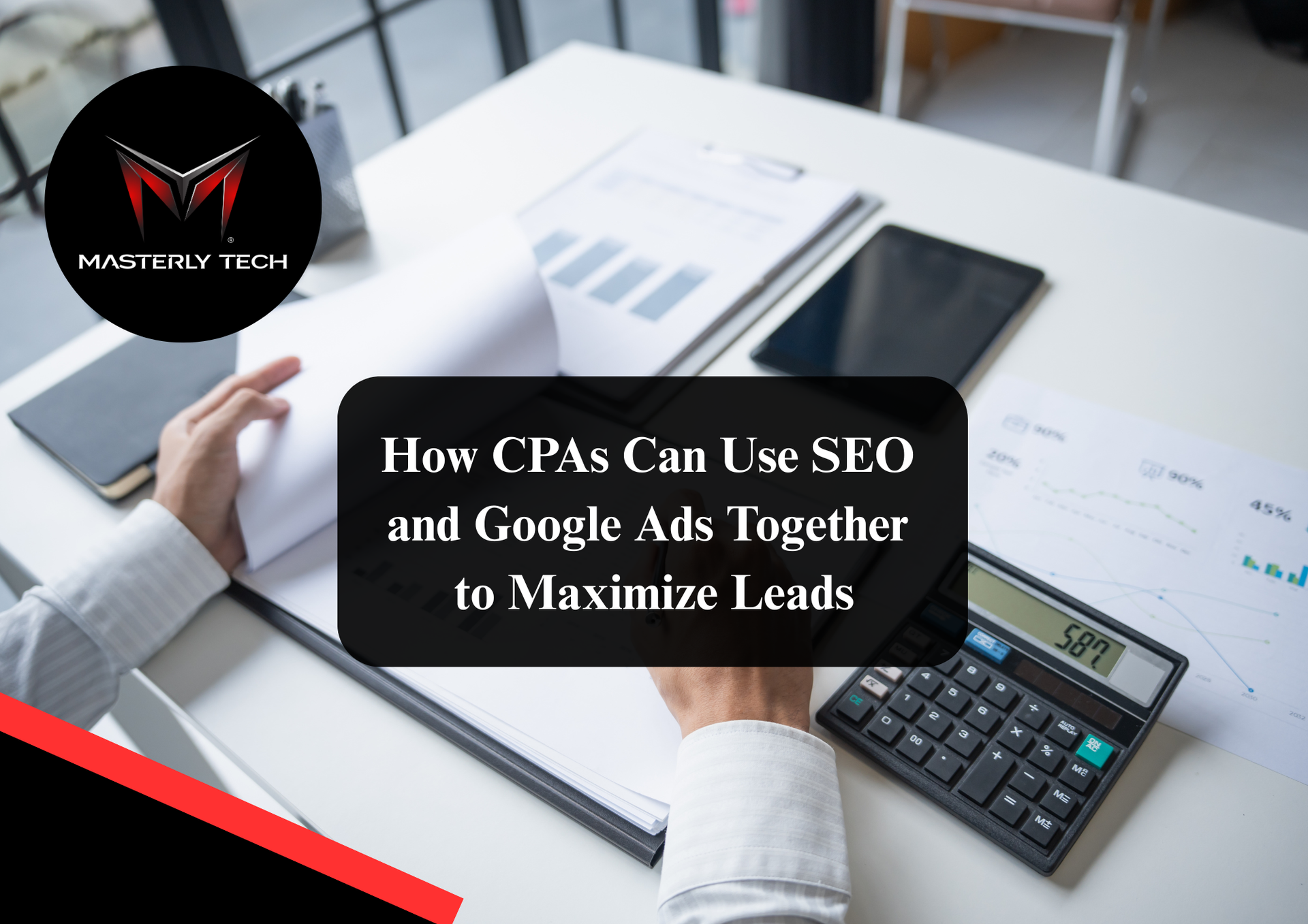 Graphic showing SEO strategies designed to help accountants increase visibility and attract clients.