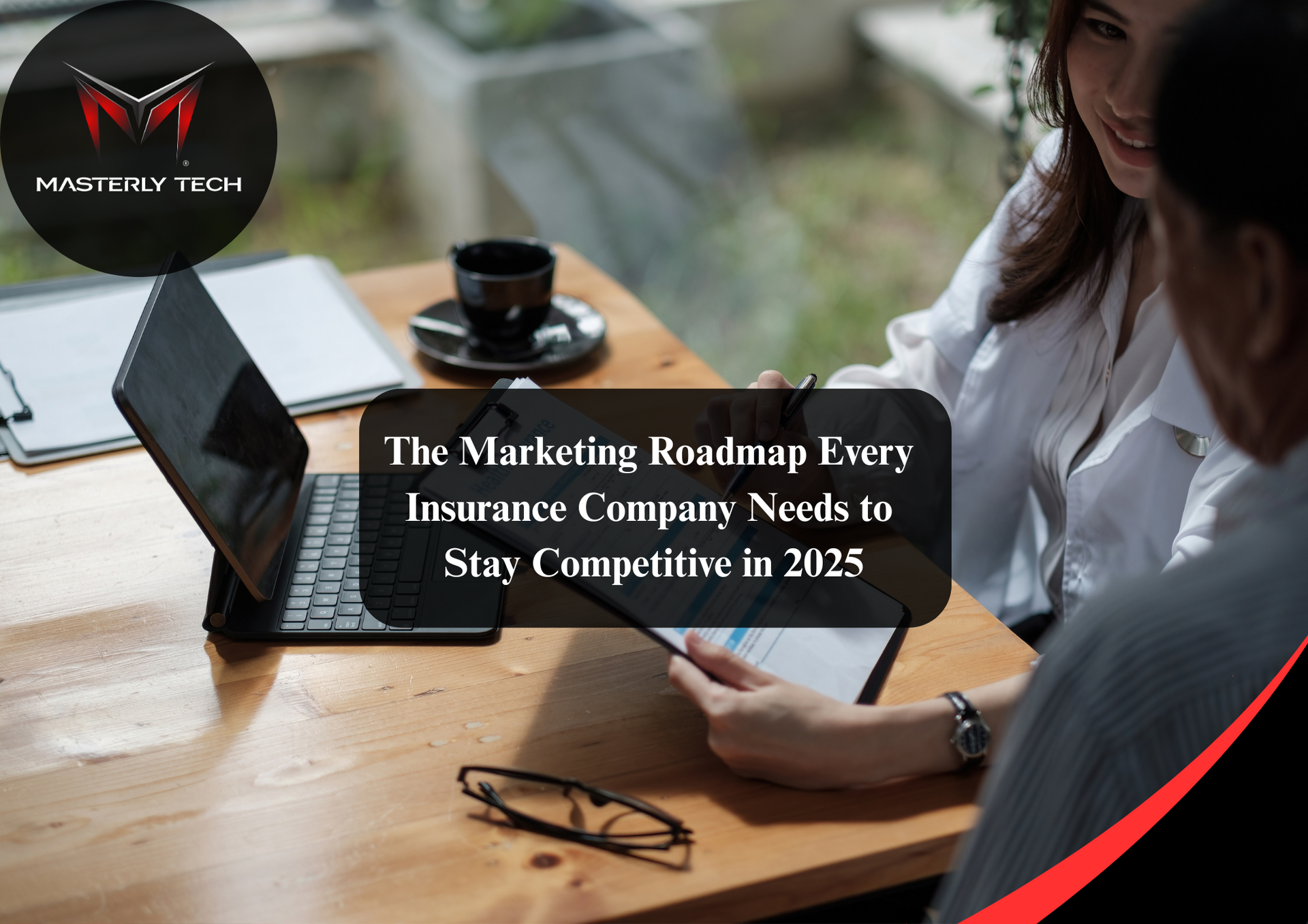 Insurance agent reviewing digital marketing strategy.