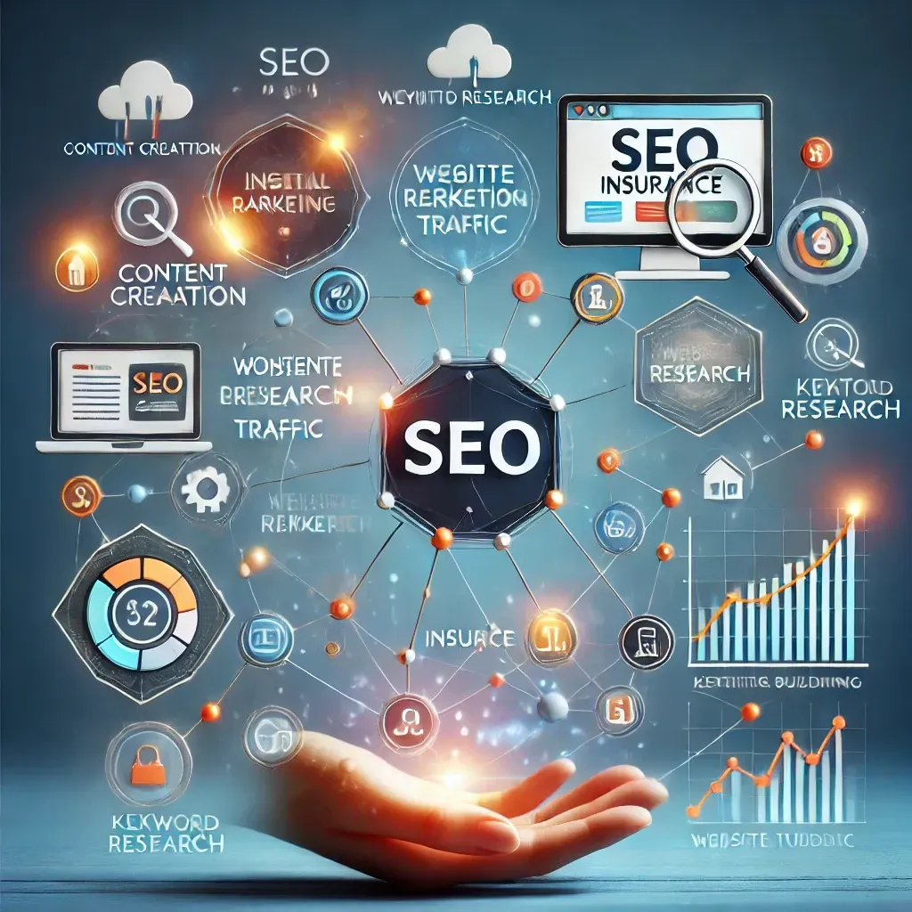 A hand is holding a diagram of seo.