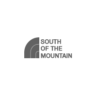 The south of the mountain logo is a gray logo on a white background.