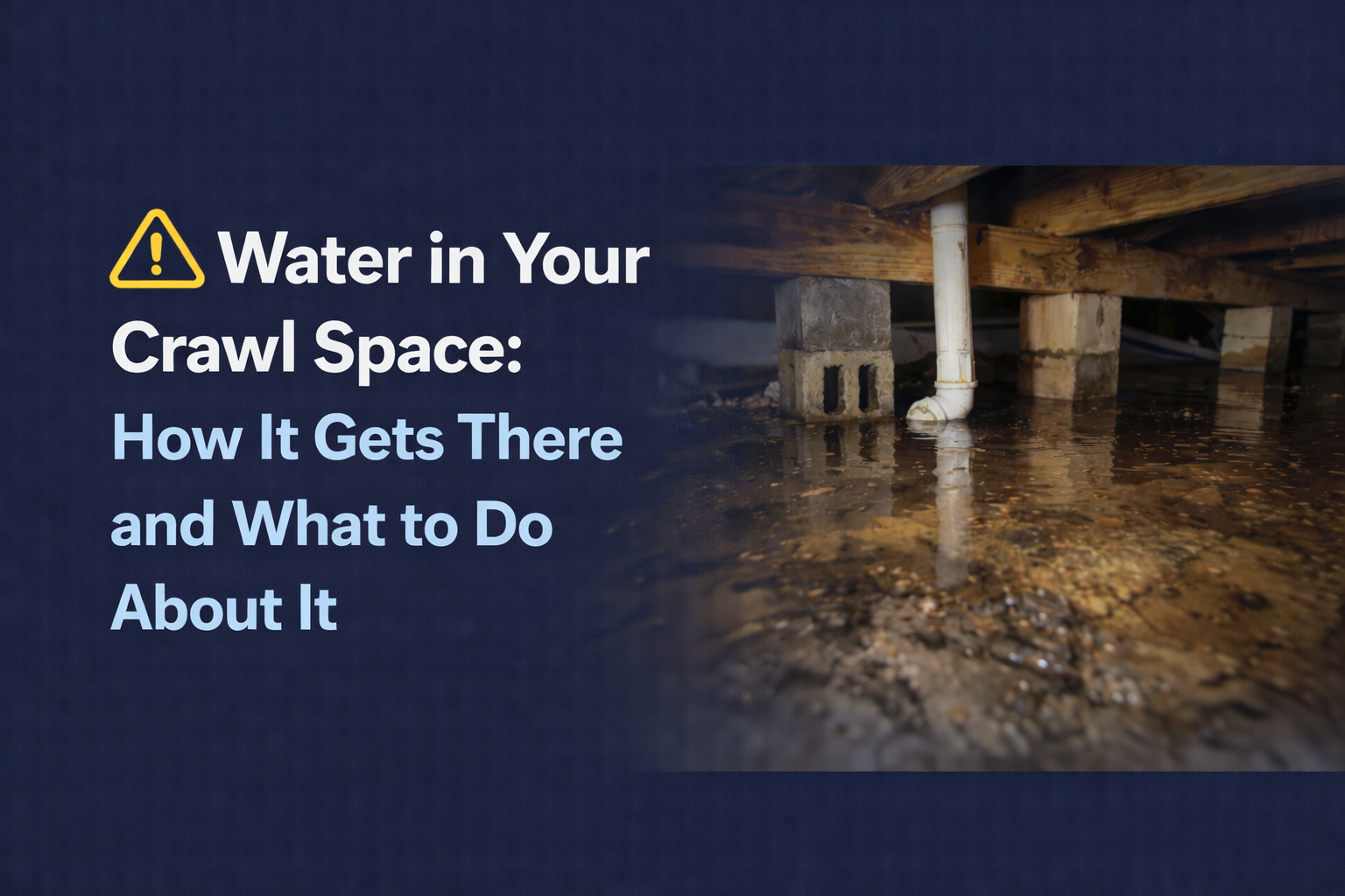 Man looking up in an attic, text overlay: 