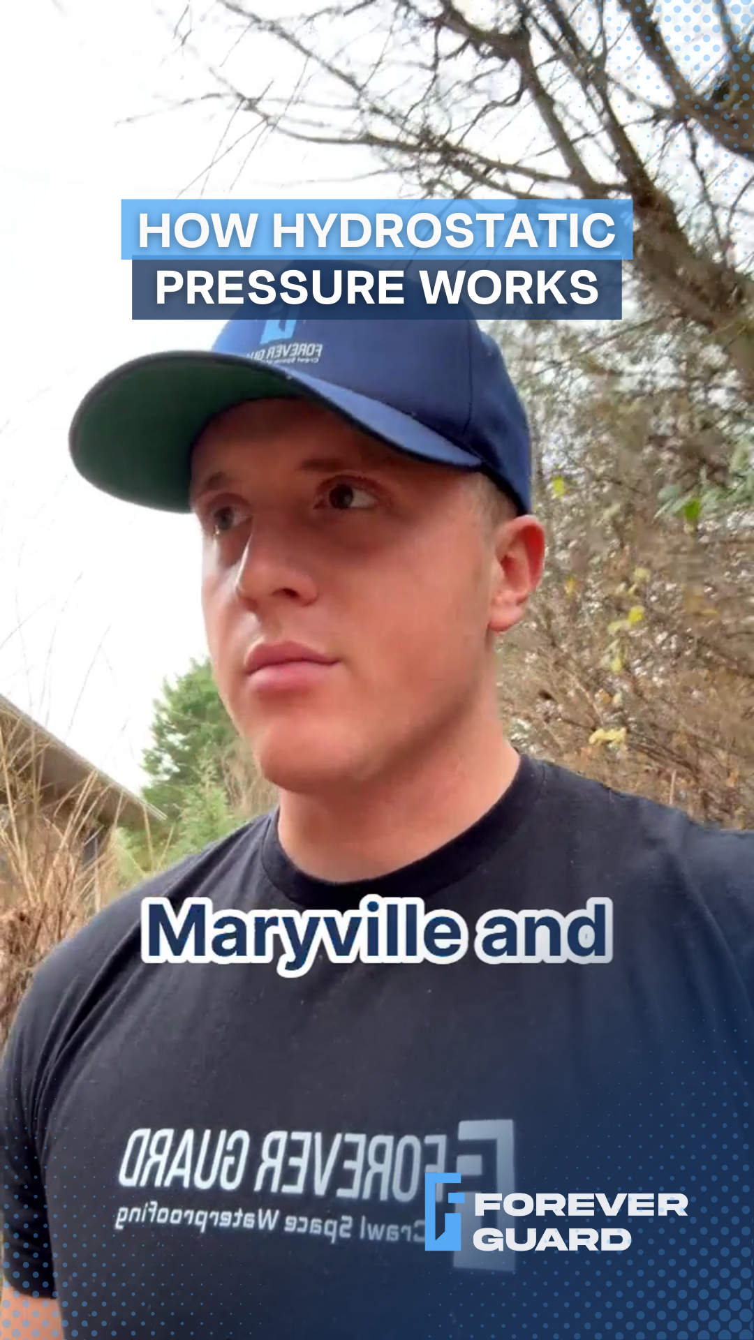 Man in cap and t-shirt, text 