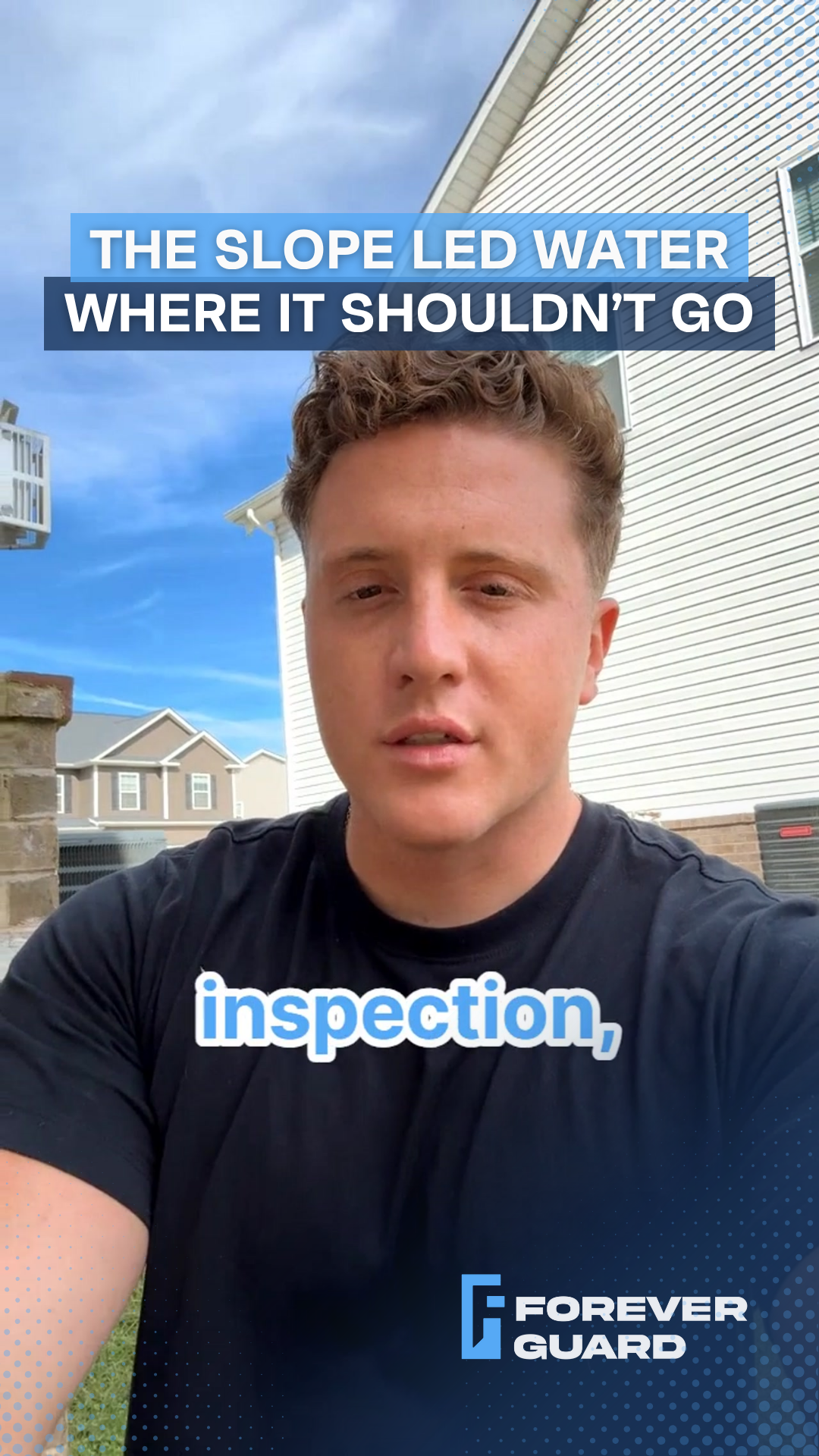 Man talking outside, text over it says 
