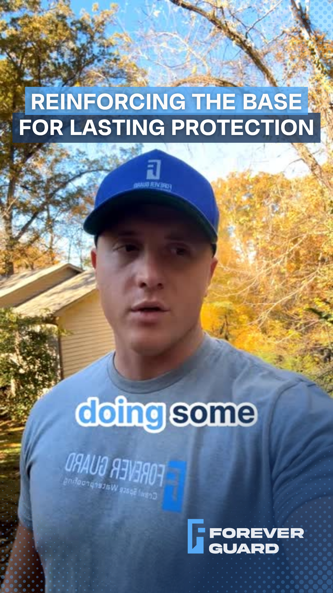 Man in blue hat and gray shirt with