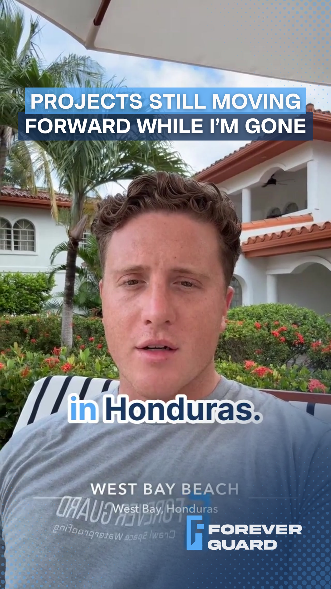 Man in Honduras discussing project progress. Text overlay: