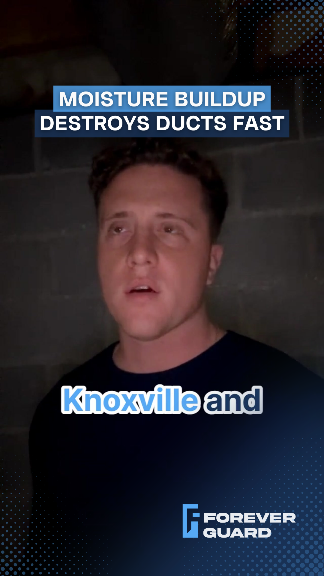 Man in front of a brick wall says 