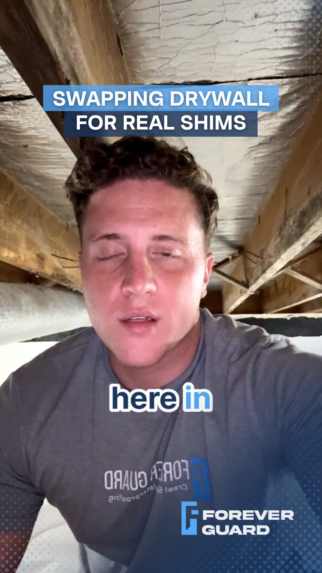 Man under a ceiling, text reads 