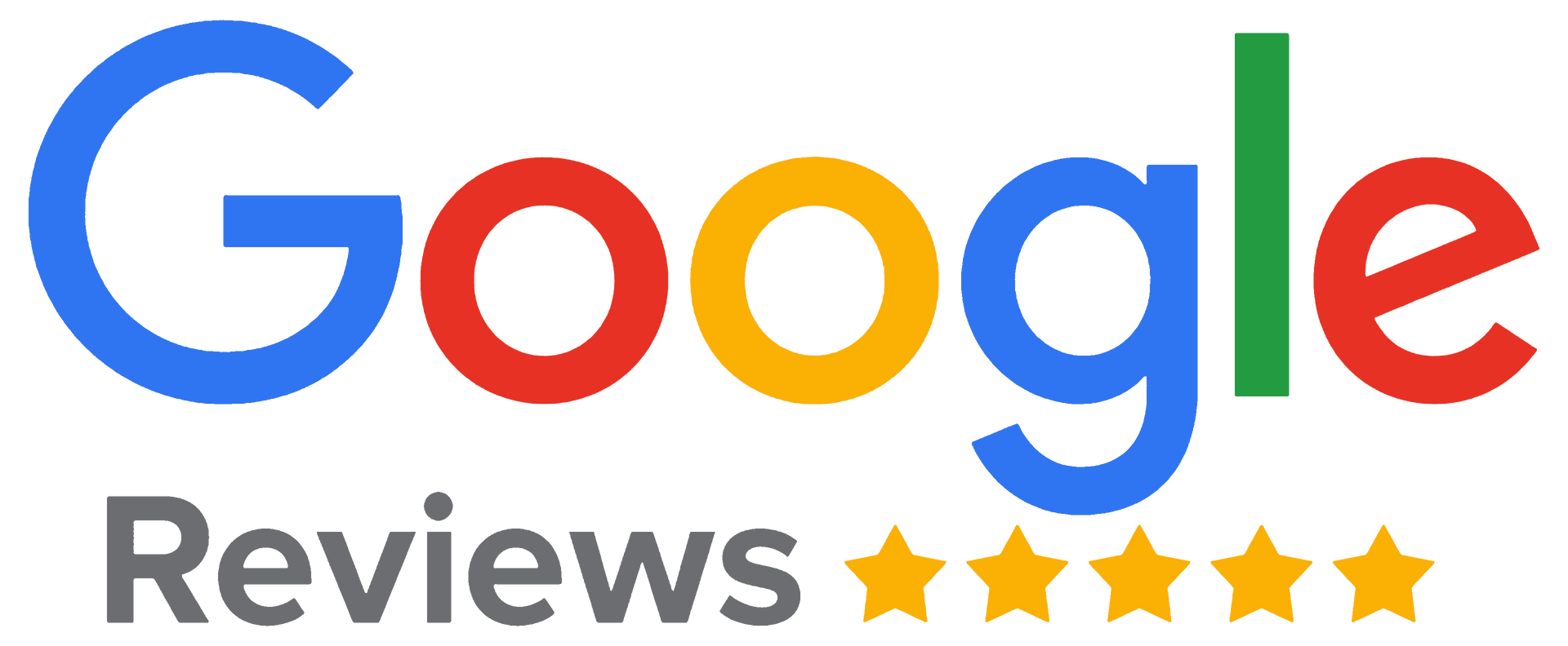 Google Reviews logo with five stars.
