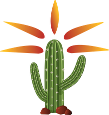 a cactus with five solar flares emanating from the top