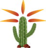a cactus with five solar flares emanating from the top