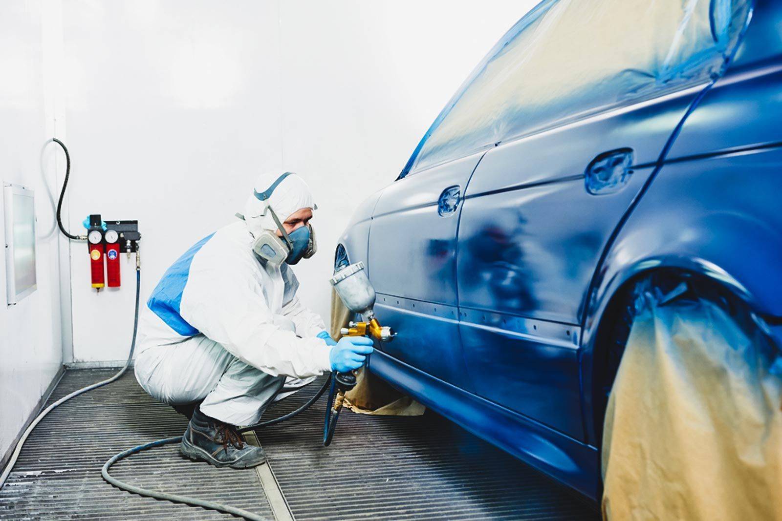 Spray Painting Car Into Colour Blue — Panel Beater in Fawkner, VIC