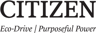 A black and white logo for citizen eco-drive purposeful power