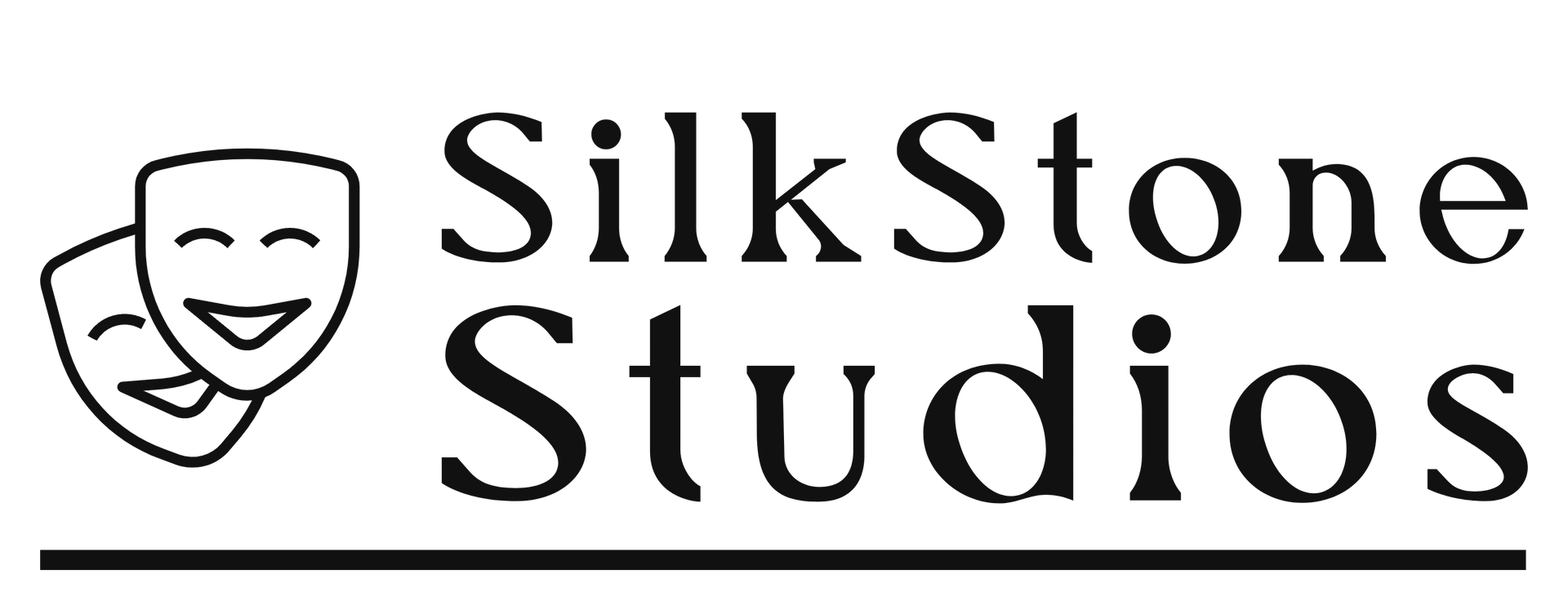 SilkStone Studios logo: two theater masks with 