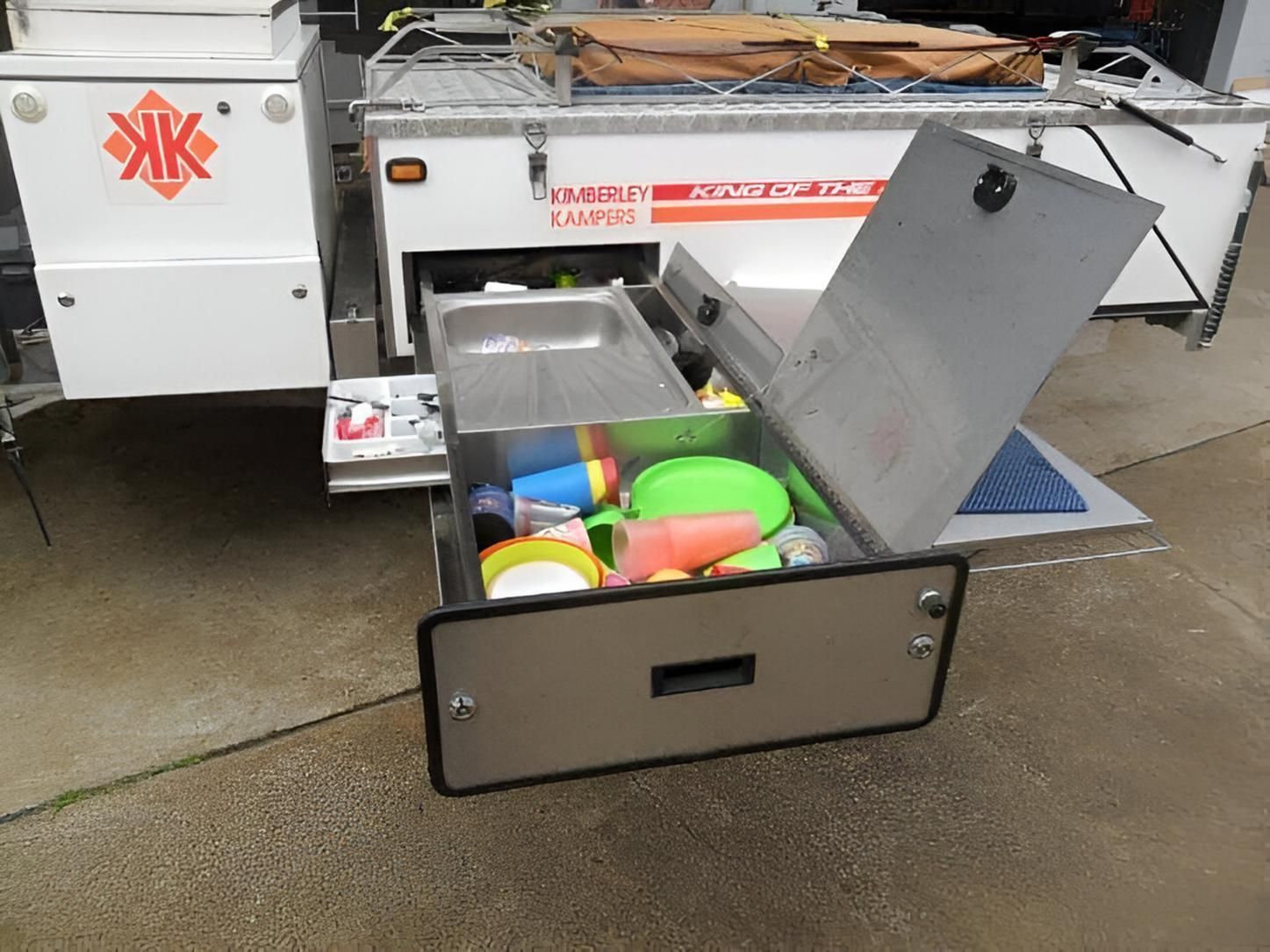 A Stainless Steel Drawer With a Sink Inside of It — Eclipse Fabrication in Atherton, QLD