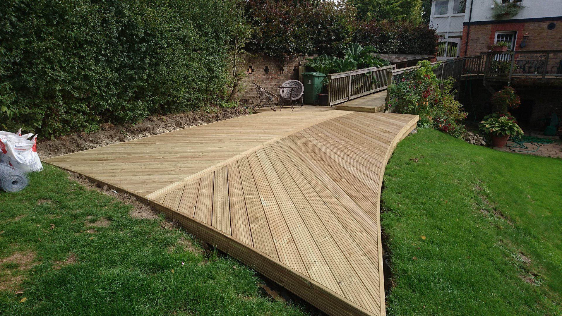 Completed decking in the garden