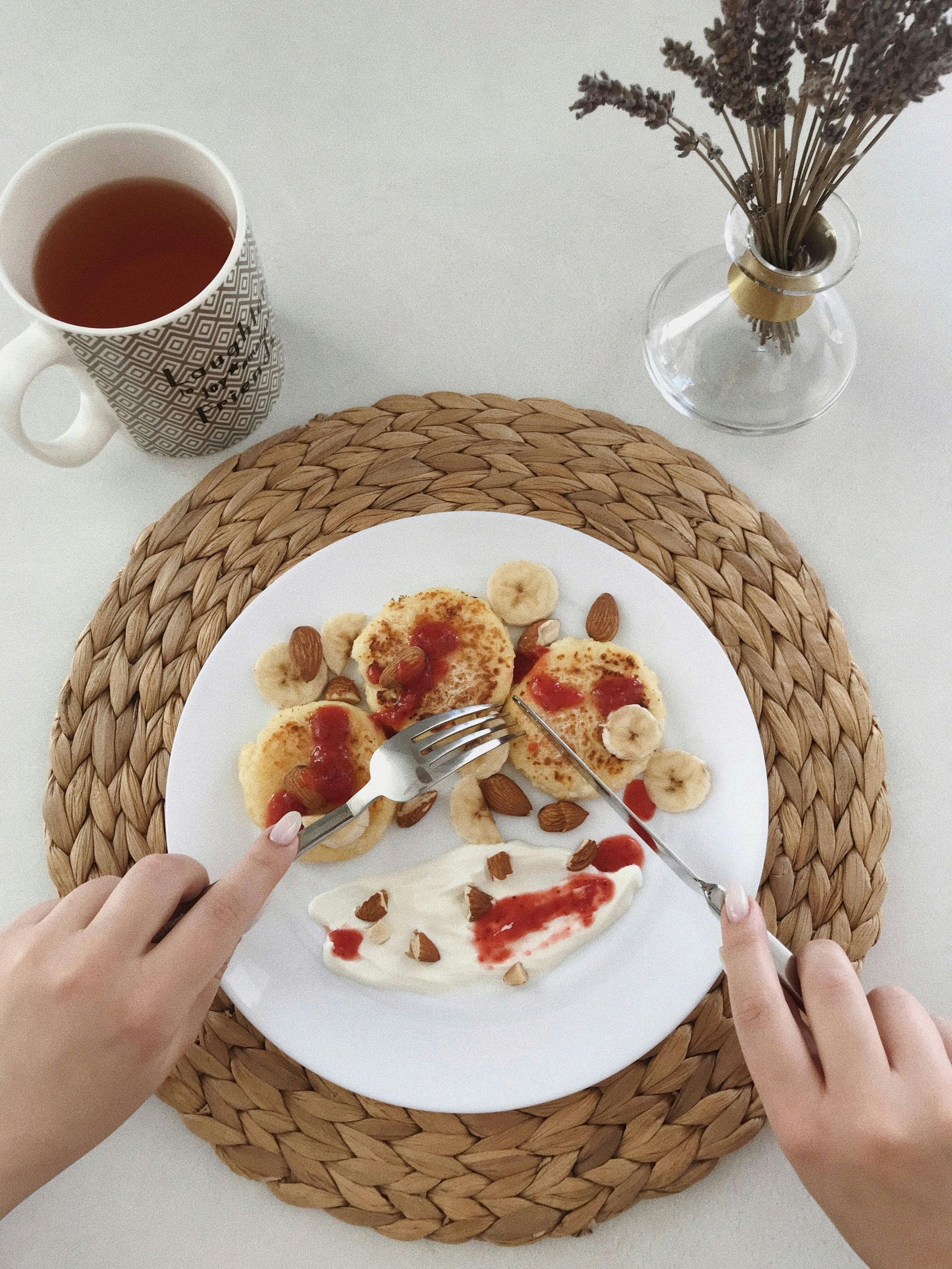 A plate of healthy pancakes sitting on a table
