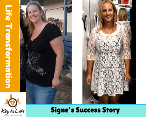 Signe's before and after photos after her weight loss success
