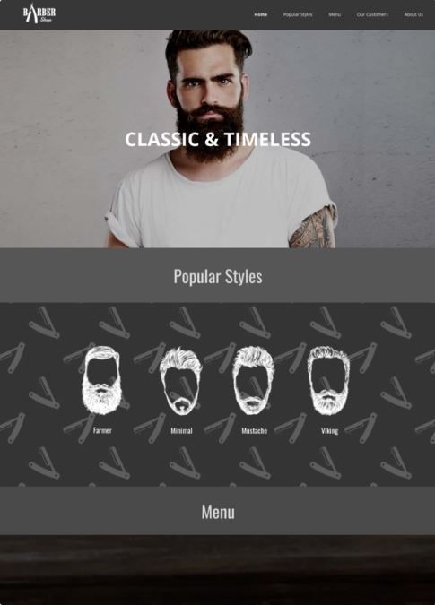 barber shop website design