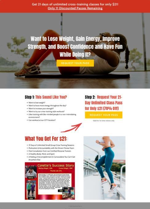 gym funnel website design