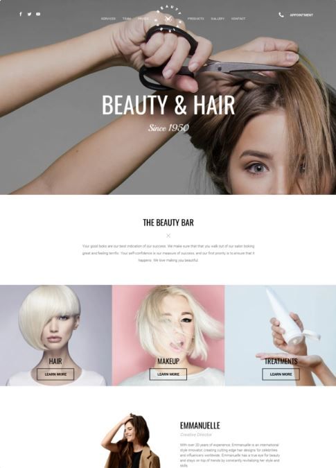 hair salon website design