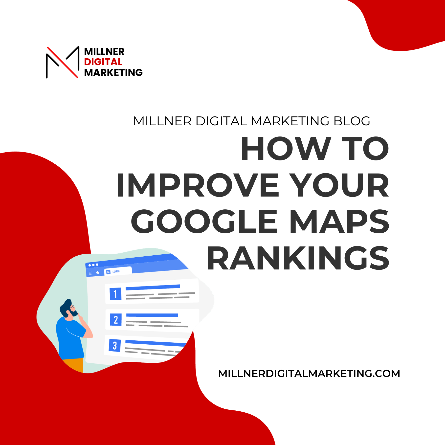 photo of a blog post thumbnail that is titled: How to improve your google maps rankings